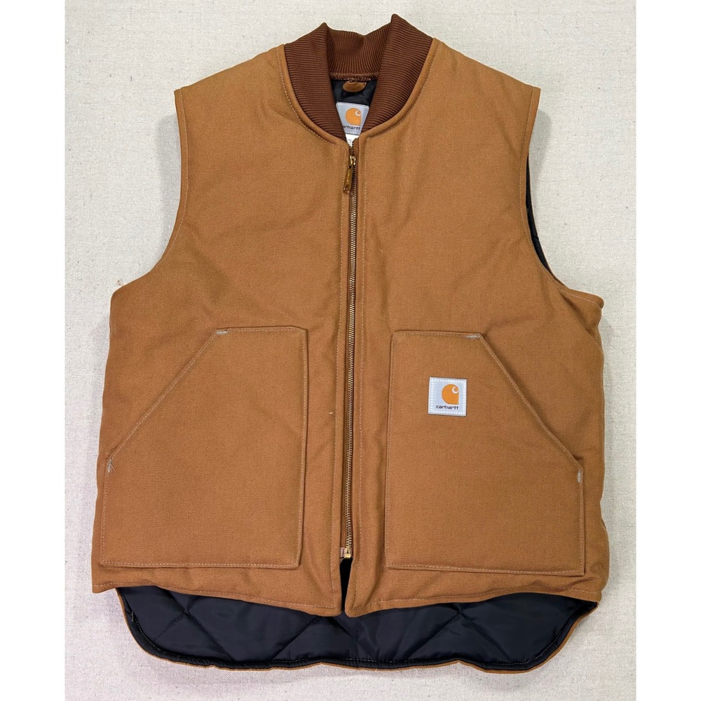 Vintage Carhartt V01 BRN Duck Vest Mens Large Quilt Lined USA Workwear NWOTs